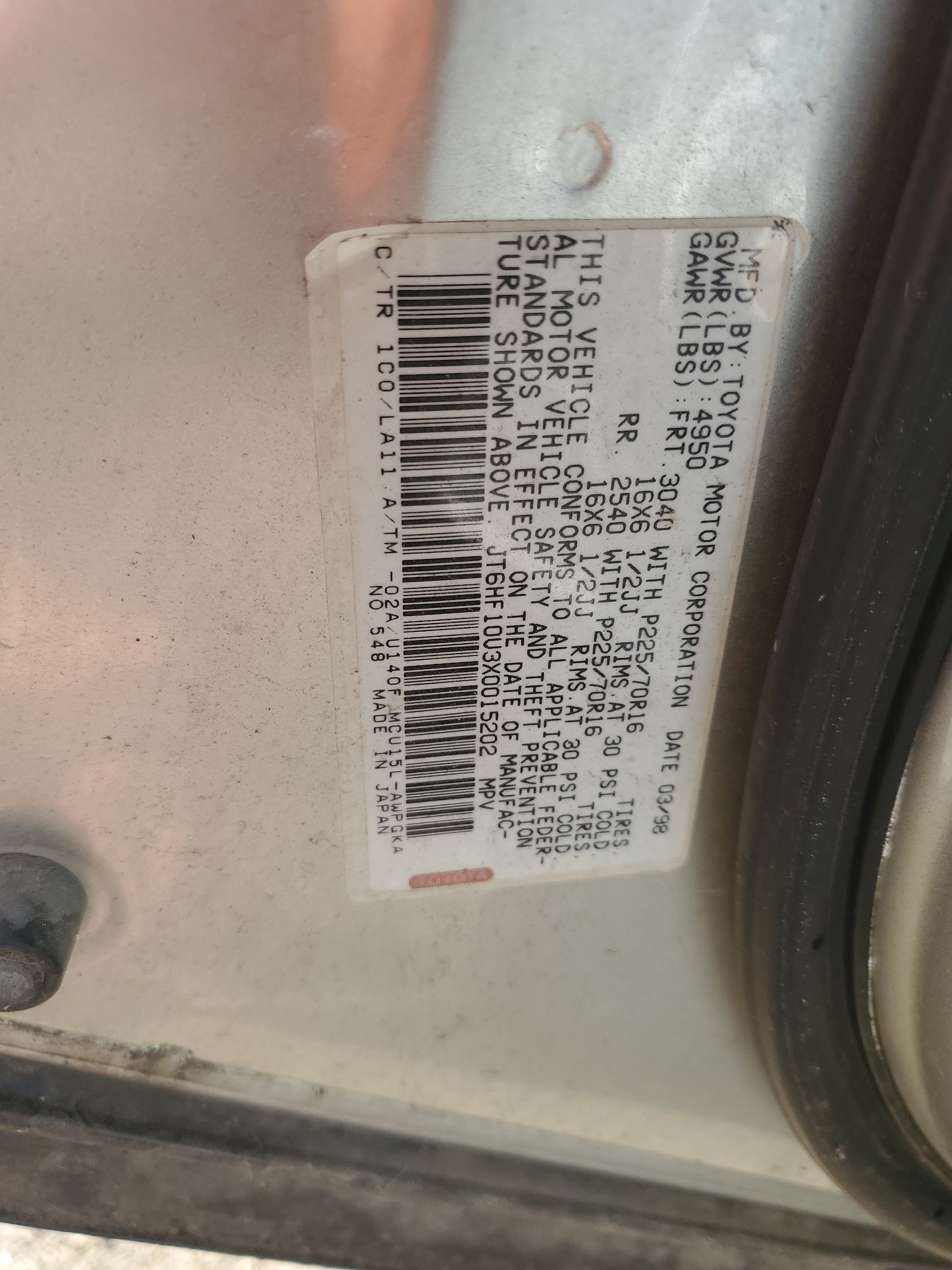 JT6HF10U3X0015202 1999 Lexus Rx 300