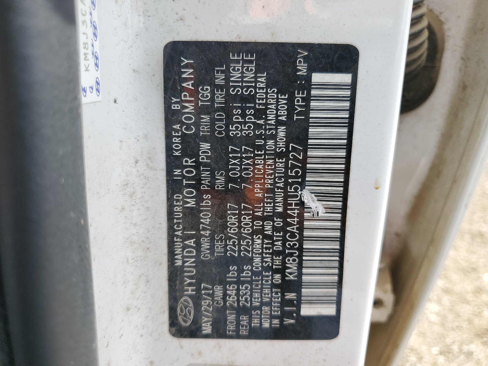 KM8J3CA44HU515727 2017 Hyundai Tucson Limited