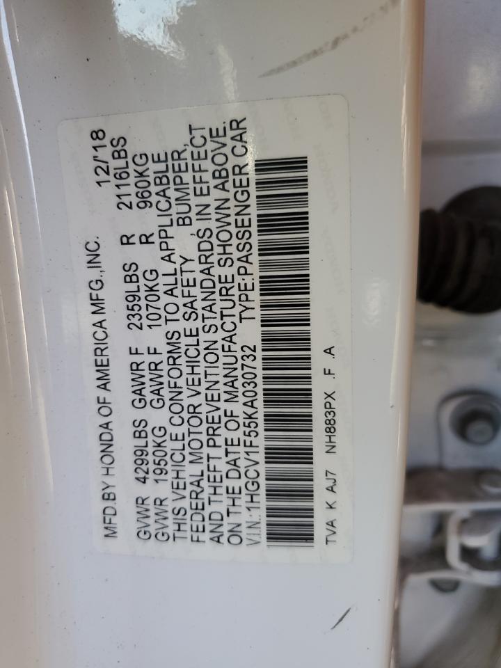 1HGCV1F55KA030732 2019 Honda Accord Exl