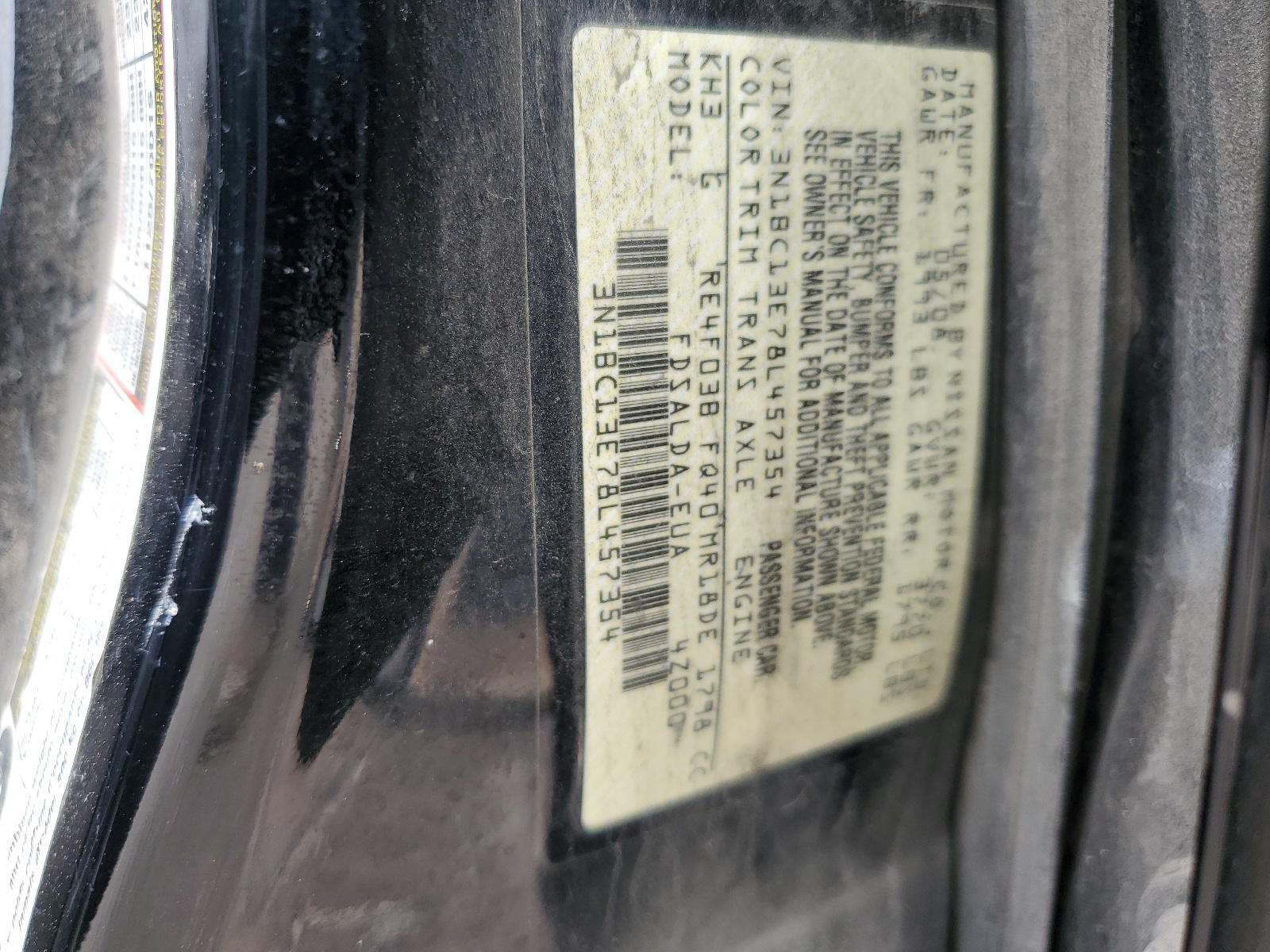 3N1BC13E78L457354 2008 Nissan Versa S