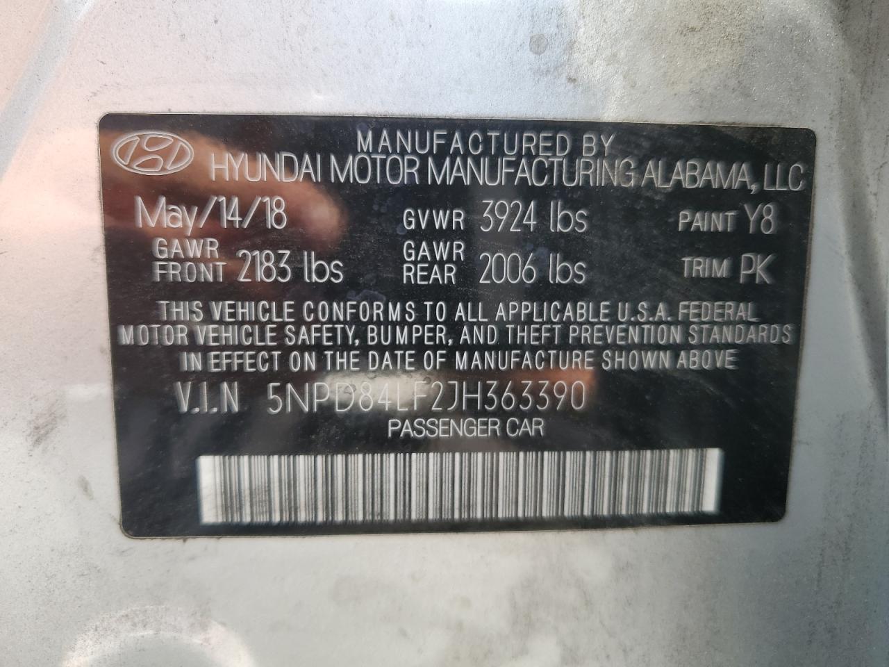 5NPD84LF2JH363390 2018 HYUNDAI ELANTRA - Image 12