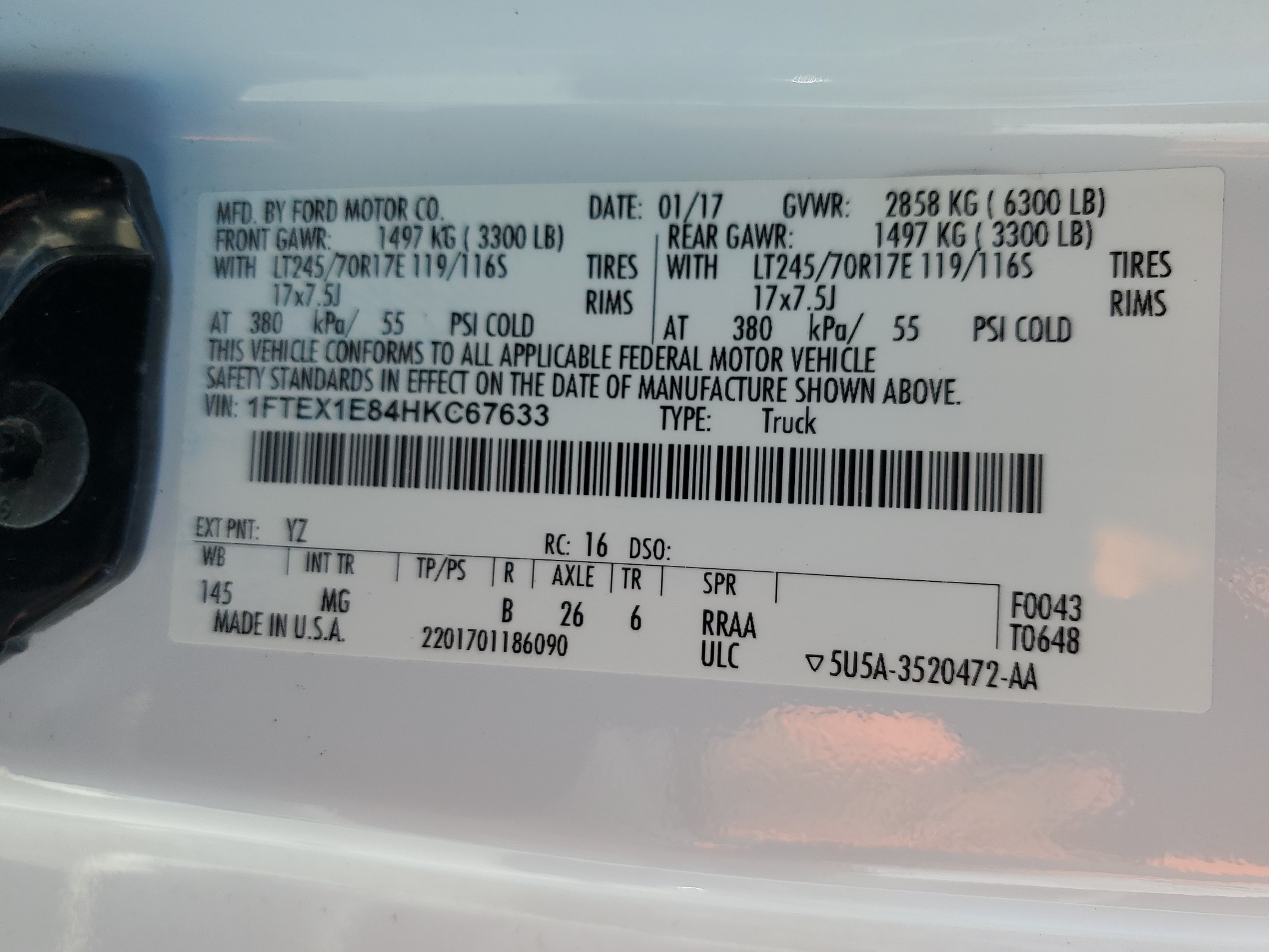 1FTEX1E84HKC67633 2017 Ford F150 Super Cab