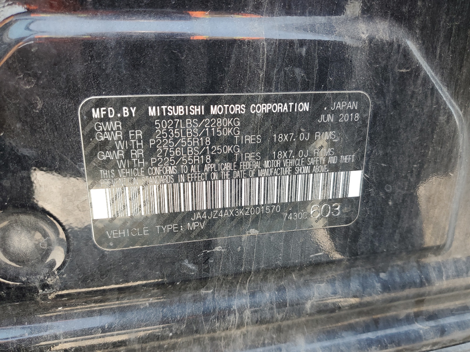 JA4JZ4AX3KZ001570 2019 Mitsubishi Outlander Gt