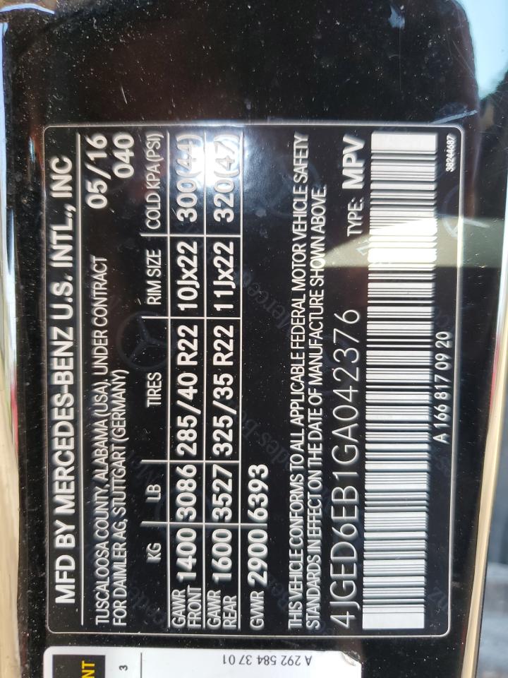 2016 Mercedes-Benz Gle Coupe 450 4Matic VIN: 4JGED6EB1GA042376 Lot: 62287544