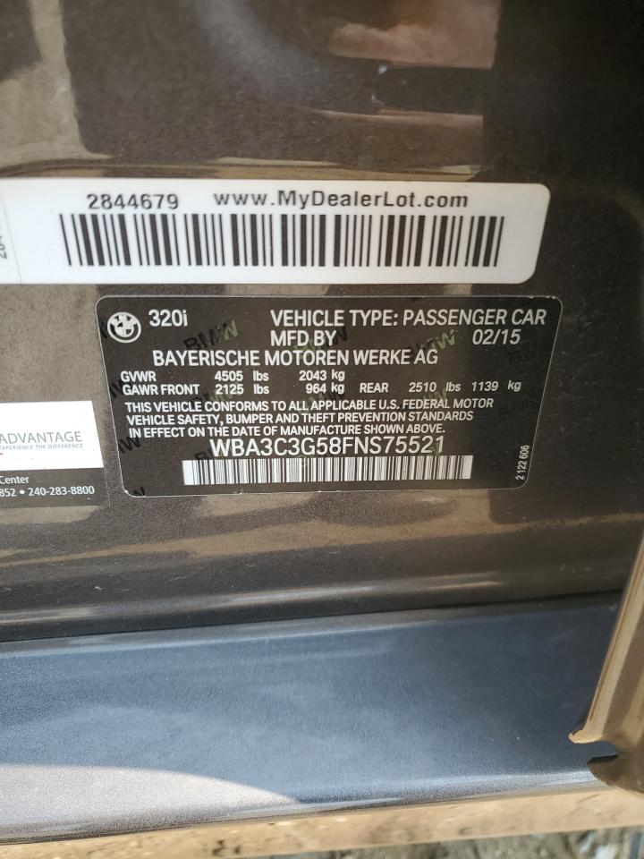 2015 BMW 320 I xDrive VIN: WBA3C3G58FNS75521 Lot: 65156394