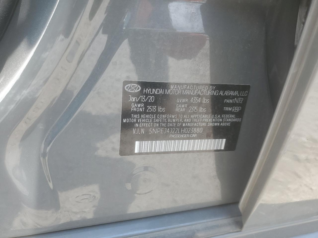 2020 Hyundai Sonata Sel Plus VIN: 5NPEJ4J22LH023880 Lot: 64171174