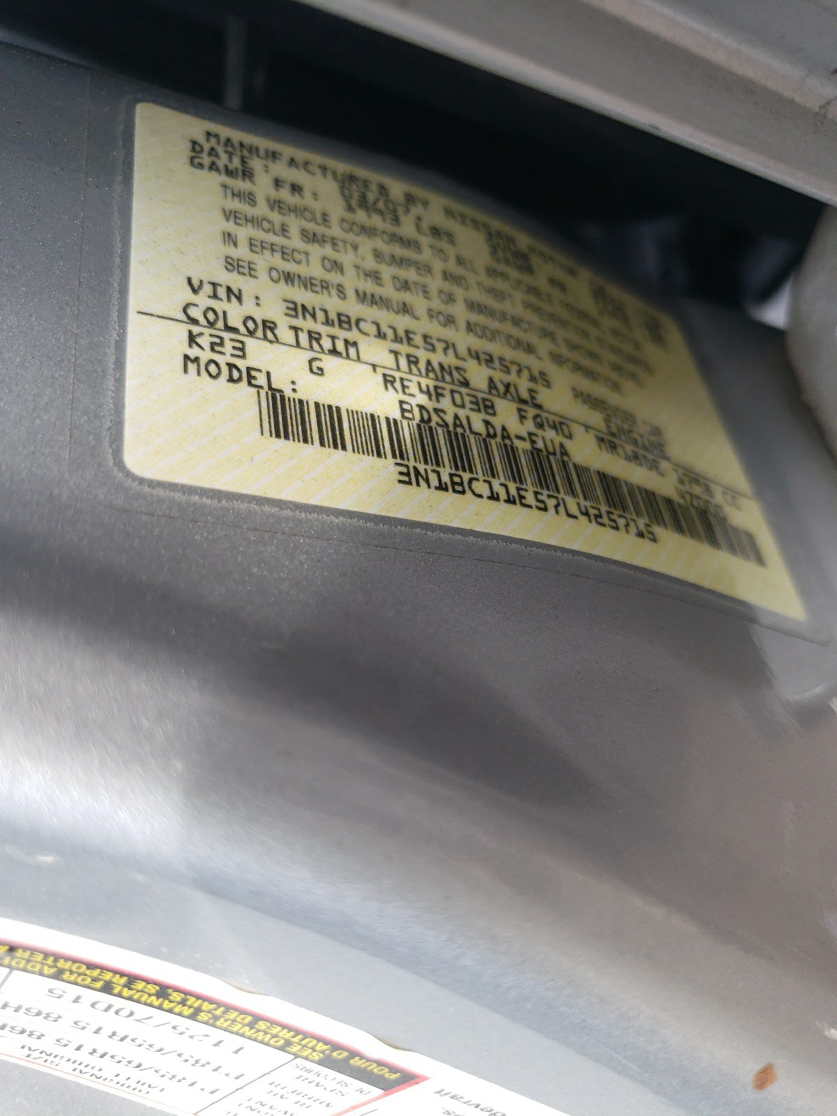 3N1BC11E57L425715 2007 Nissan Versa S