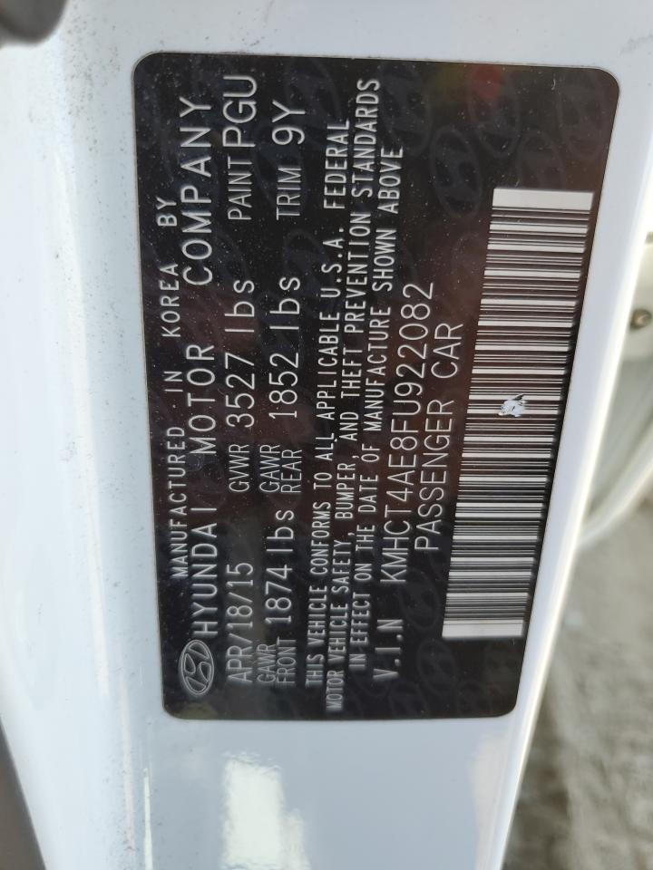 2015 Hyundai Accent Gls VIN: KMHCT4AE8FU922082 Lot: 65011834