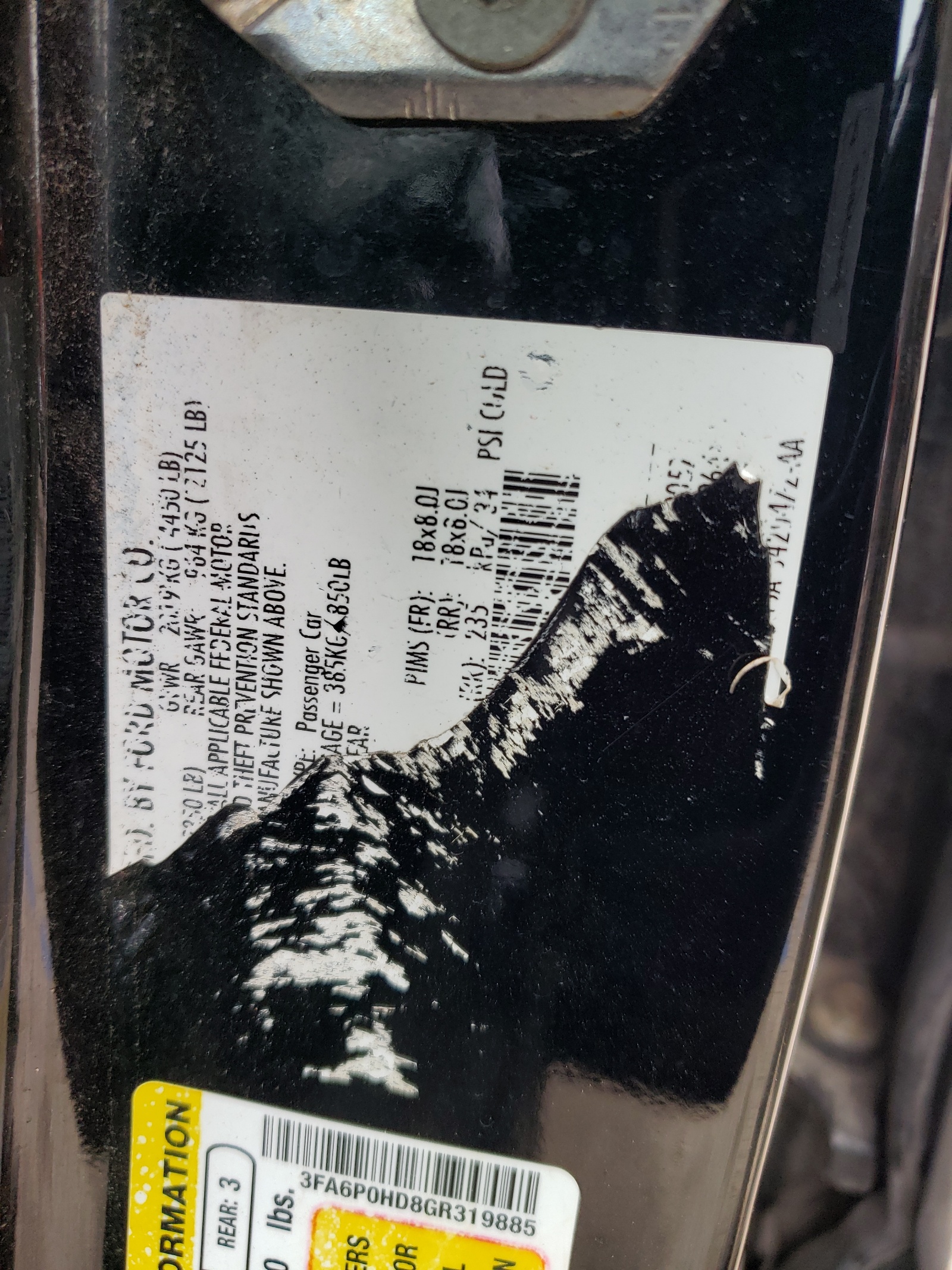 3FA6P0HD8GR319885 2016 Ford Fusion Se