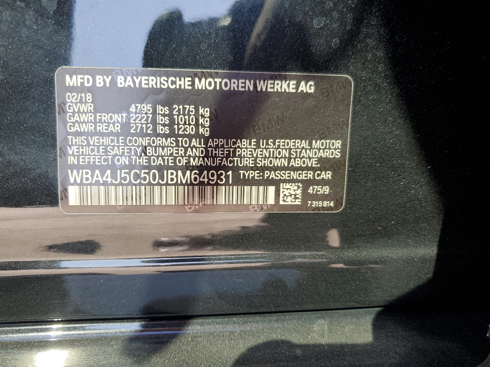 WBA4J5C50JBM64931 2018 BMW 440I Gran Coupe