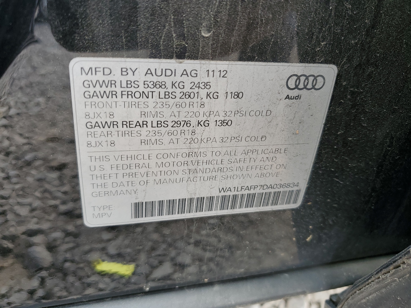 WA1LFAFP7DA036834 2013 Audi Q5 Premium Plus