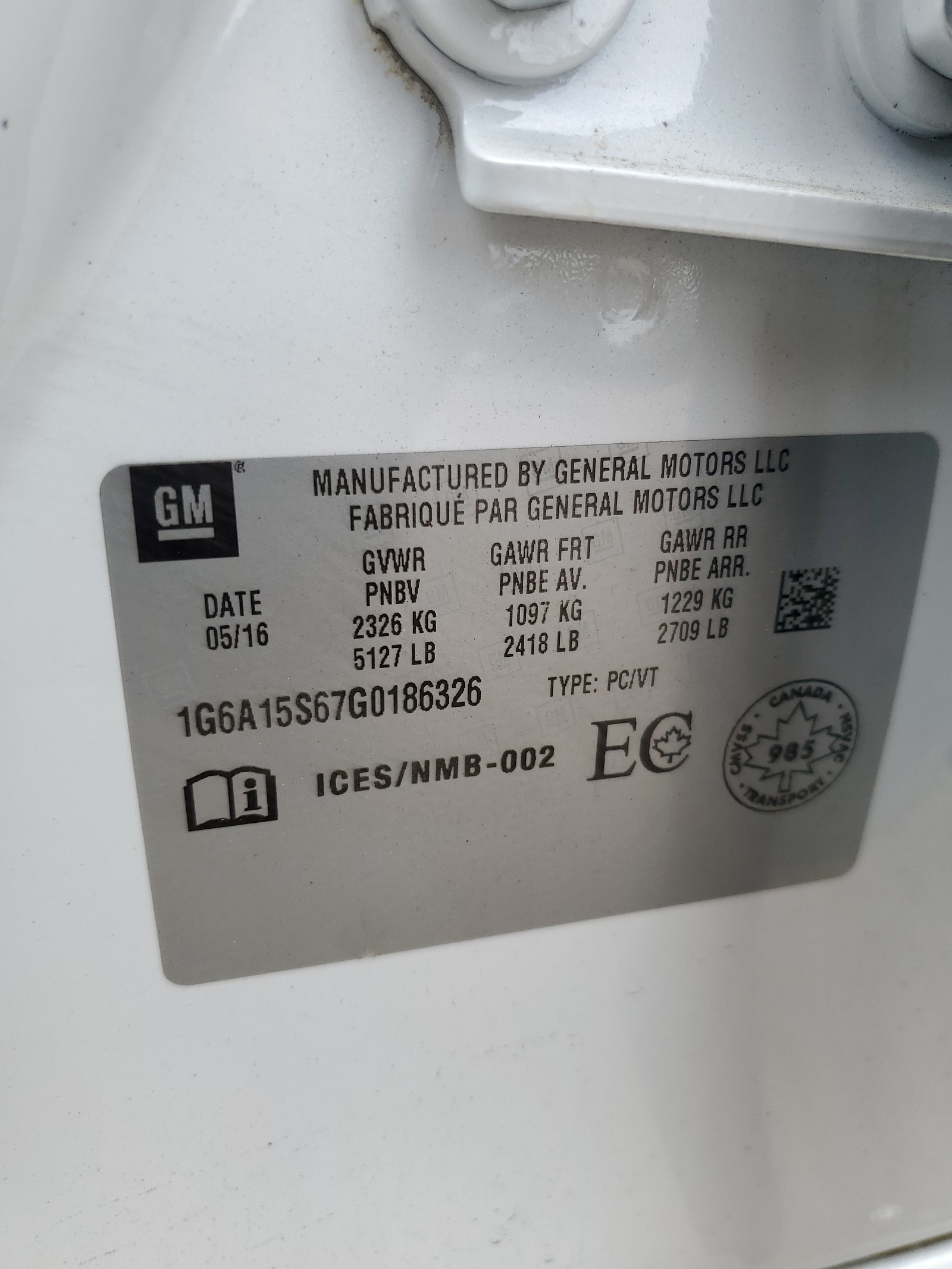 1G6A15S67G0186326 2016 Cadillac Cts-V