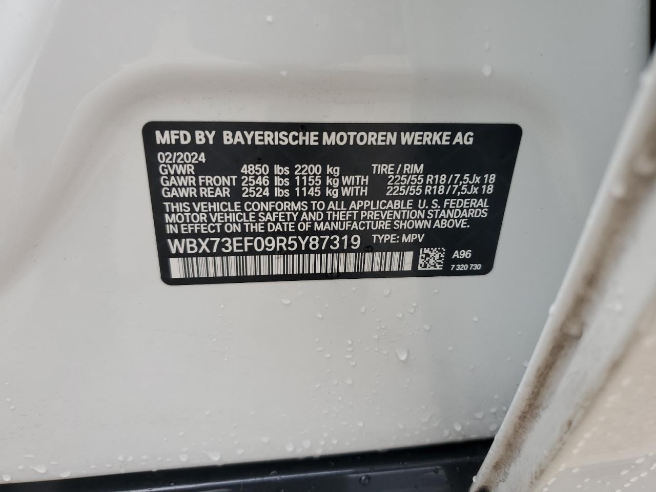 2024 BMW X1 xDrive28I VIN: WBX73EF09R5Y87319 Lot: 62838034