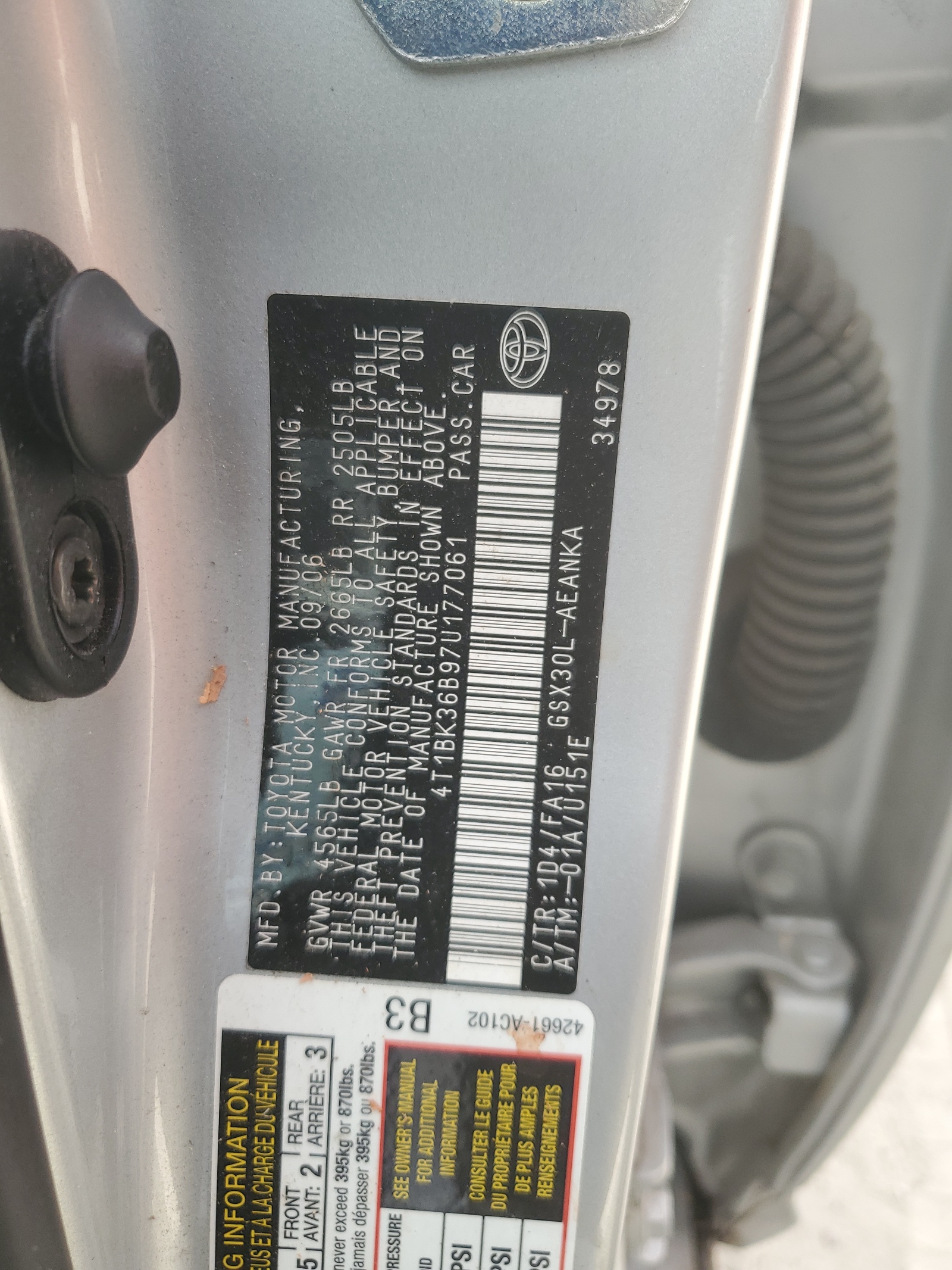 4T1BK36B97U177061 2007 Toyota Avalon Xl