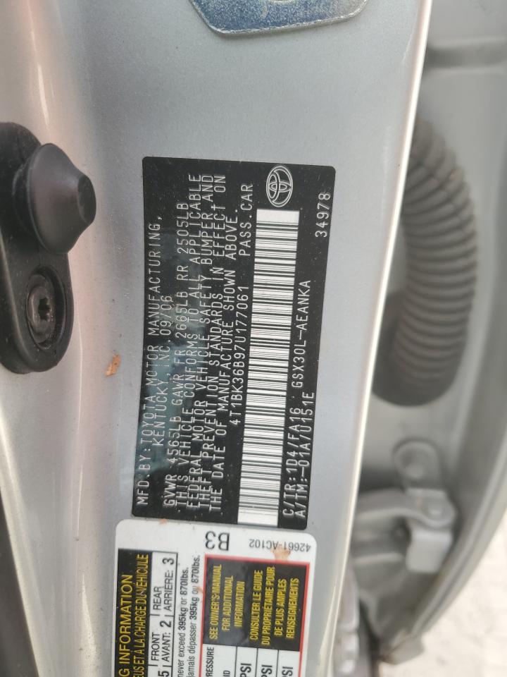 2007 Toyota Avalon Xl VIN: 4T1BK36B97U177061 Lot: 64300914