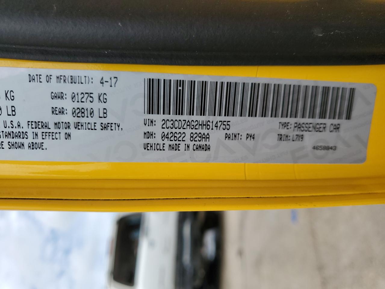 2017 Dodge Challenger Sxt VIN: 2C3CDZAG2HH614755 Lot: 64509674