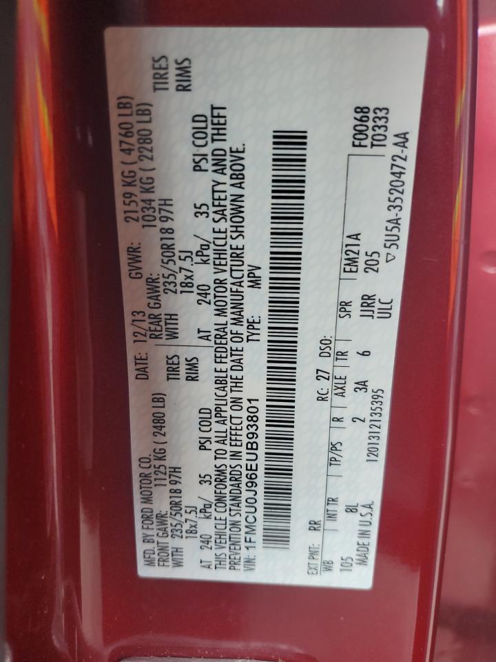 2014 Ford Escape Titanium VIN: 1FMCU0J96EUB93801 Lot: 67300654