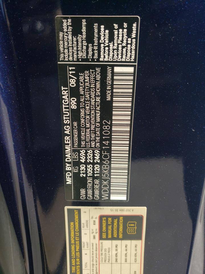 2012 Mercedes-Benz E 350 VIN: WDDKJ5KB6CF141082 Lot: 61572554