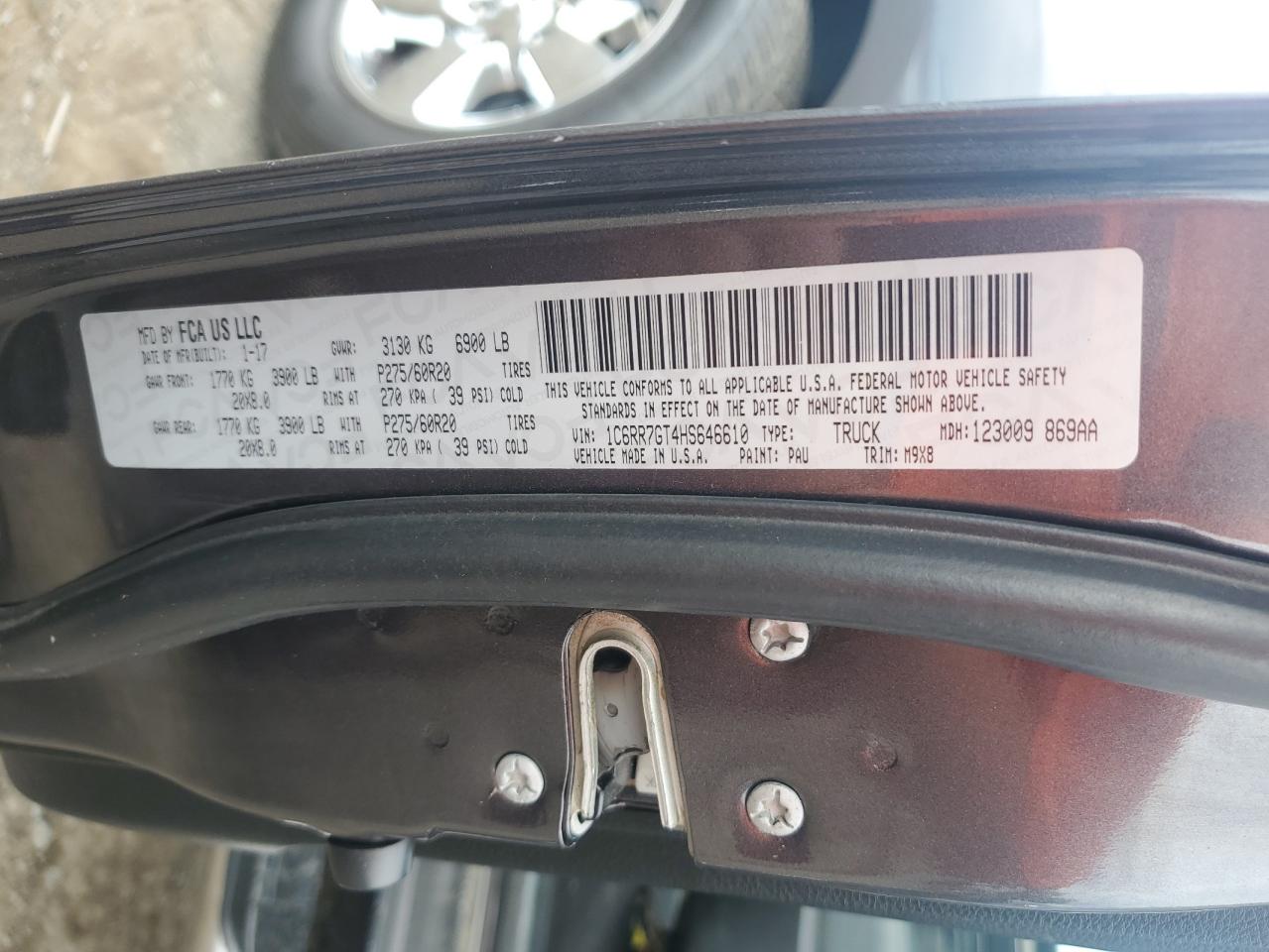 2017 Ram 1500 Slt VIN: 1C6RR7GT4HS646610 Lot: 63481684