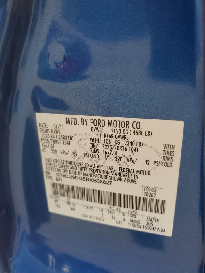 2011 Ford Escape Xlt VIN: 1FMCU9DG5BKB38827 Lot: 65399184