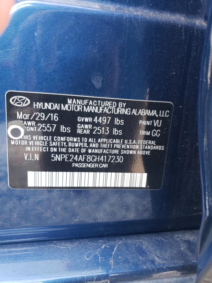 2016 Hyundai Sonata Se VIN: 5NPE24AF8GH417230 Lot: 64552474