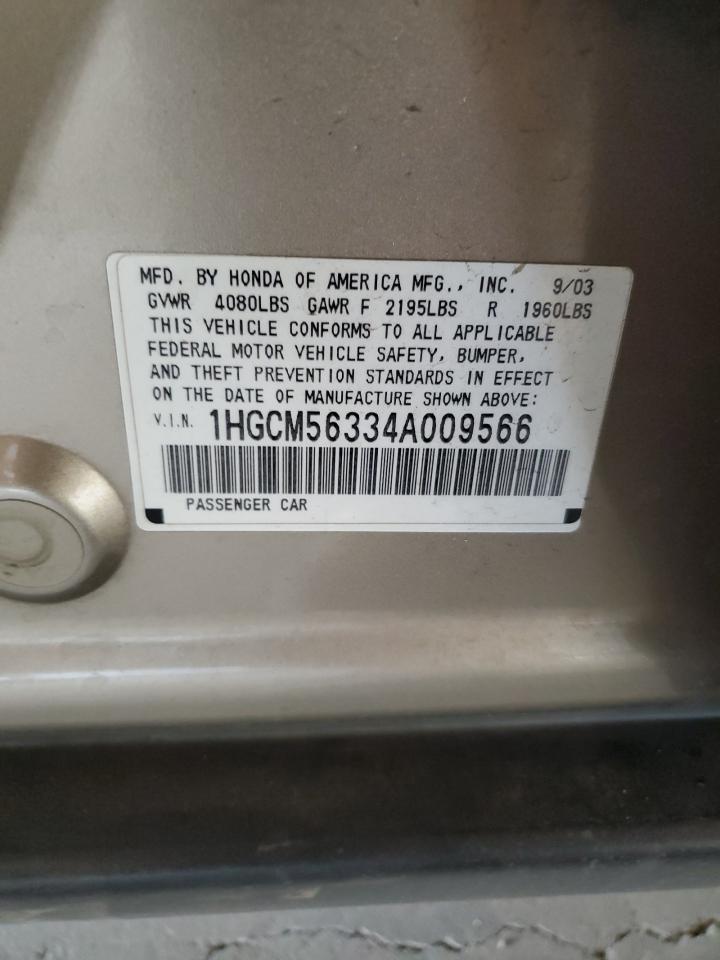 2004 Honda Accord Lx VIN: 1HGCM56334A009566 Lot: 63537204