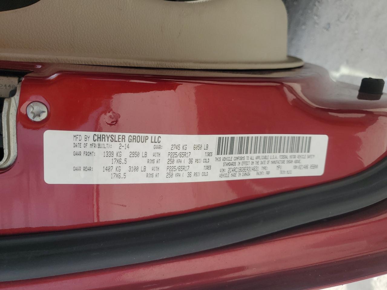 2014 Chrysler Town & Country Touring VIN: 2C4RC1BG9ER314631 Lot: 64251424