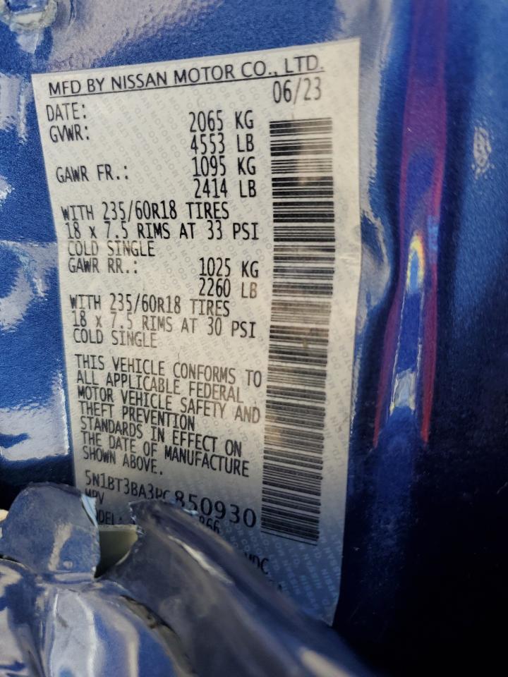 2023 Nissan Rogue Sv VIN: 5N1BT3BA3PC850930 Lot: 65247754