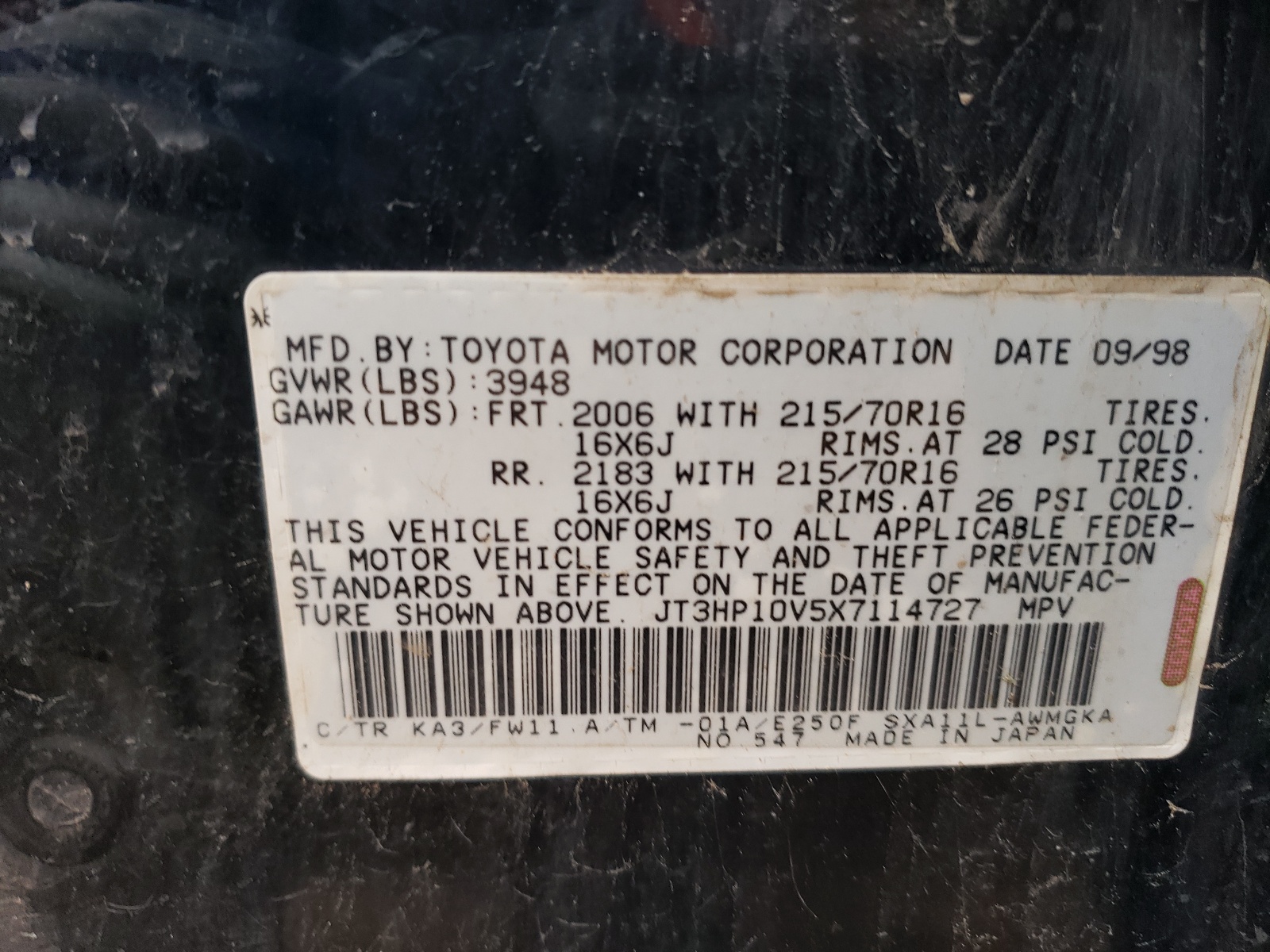 JT3HP10V5X7114727 1999 Toyota Rav4