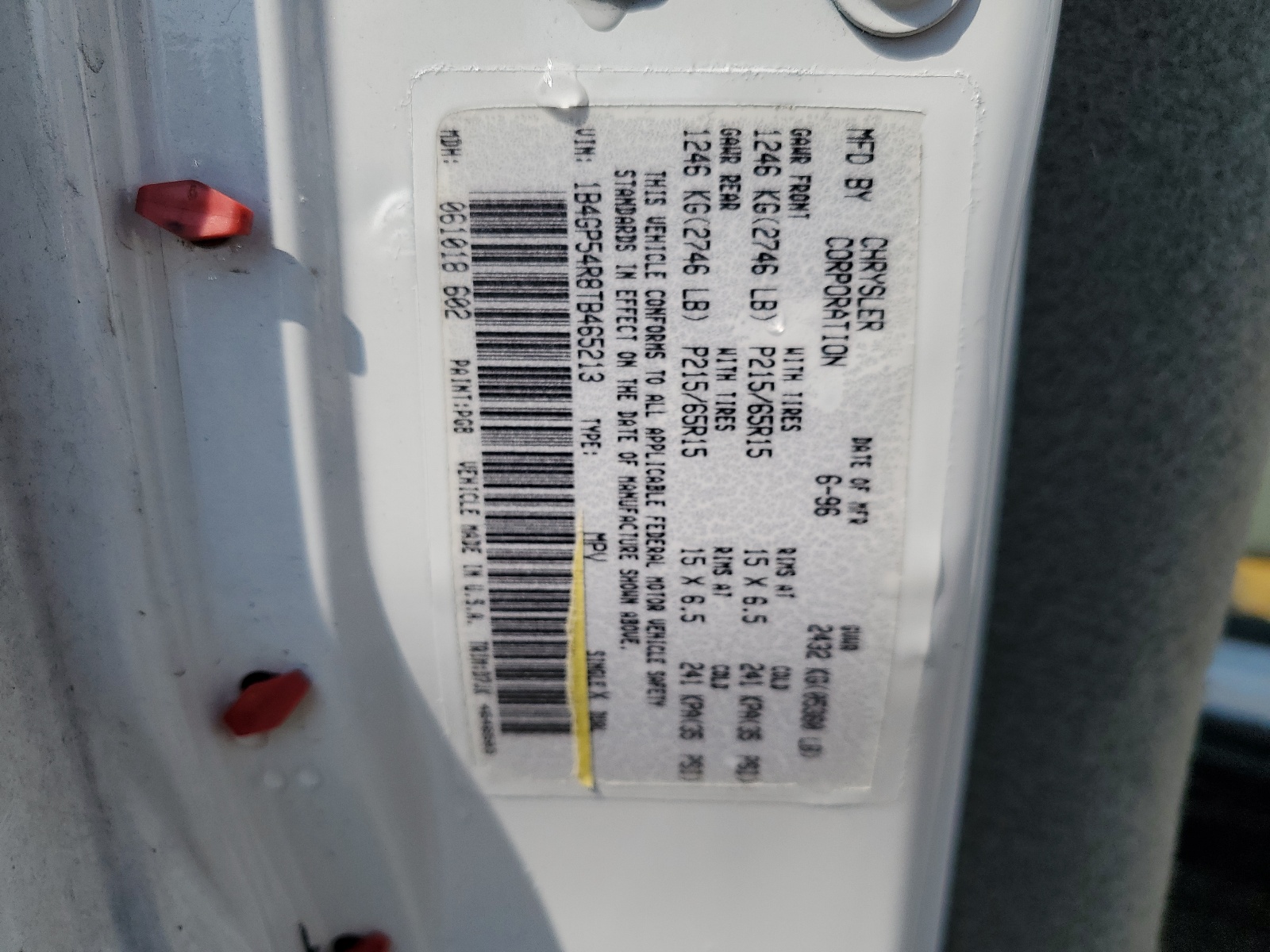 1B4GP54R8TB465213 1996 Dodge Grand Caravan Le