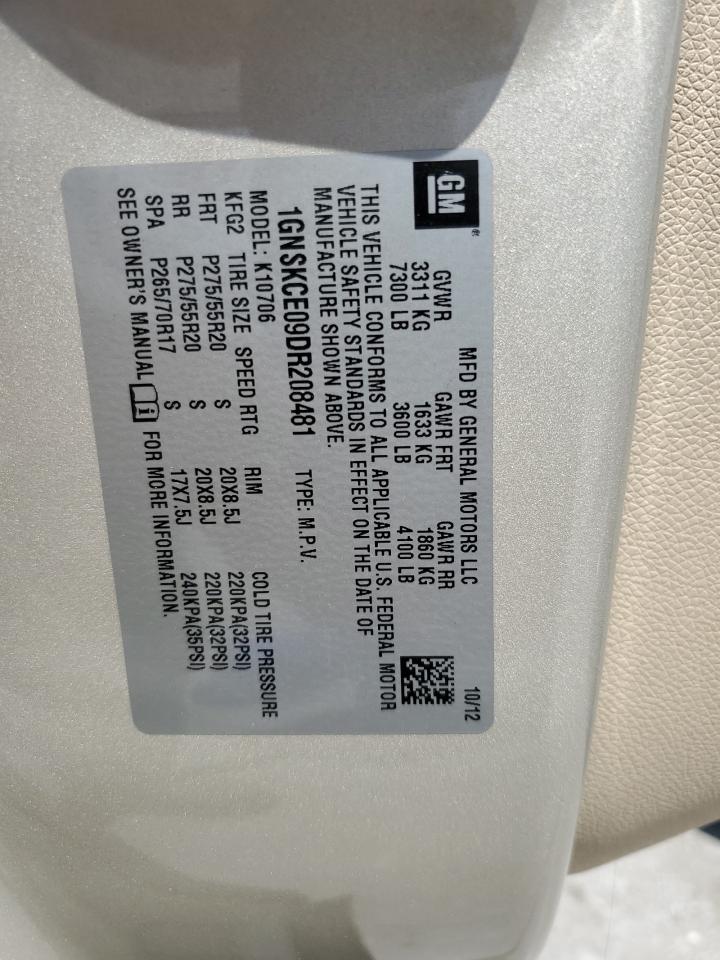 2013 Chevrolet Tahoe K1500 Ltz VIN: 1GNSKCE09DR208481 Lot: 65595794