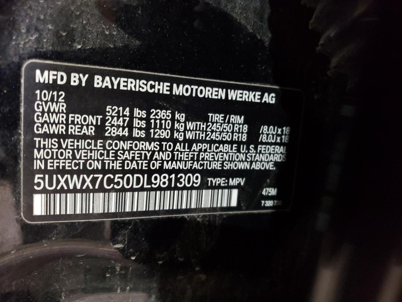 5UXWX7C50DL981309 2013 BMW X3 xDrive35I