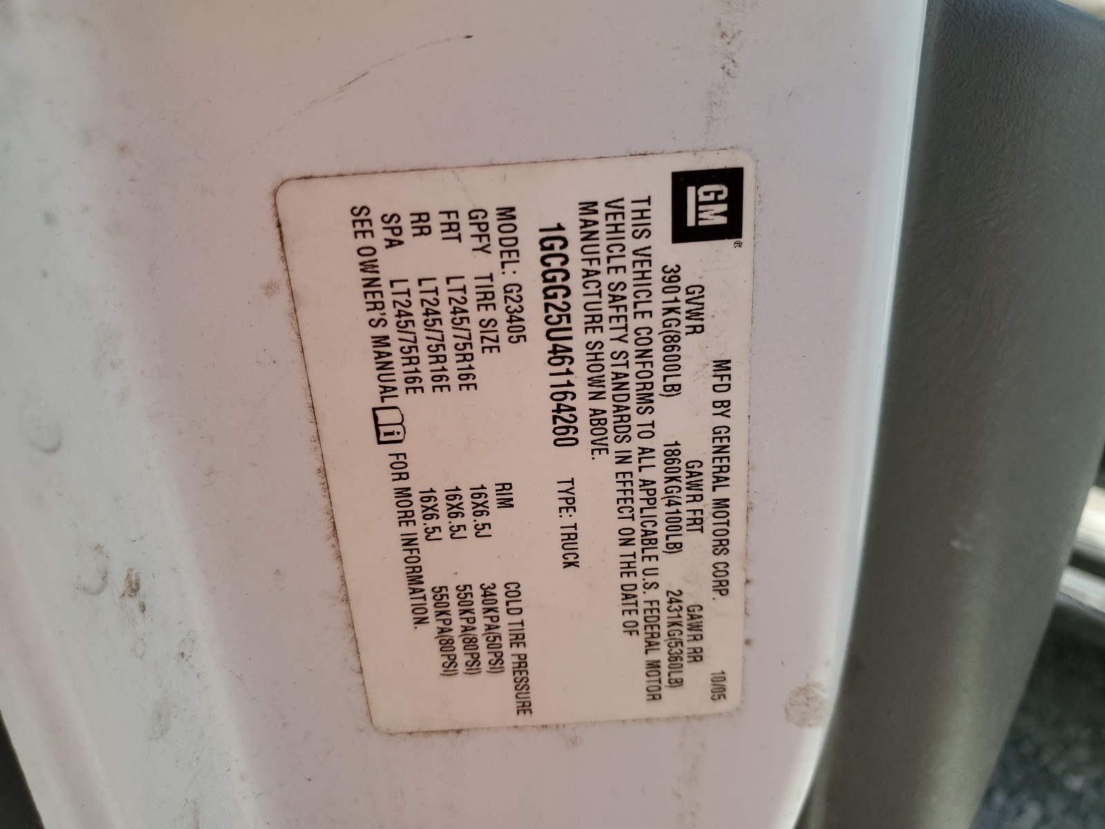 1GCGG25U461164260 2006 Chevrolet Express G2500