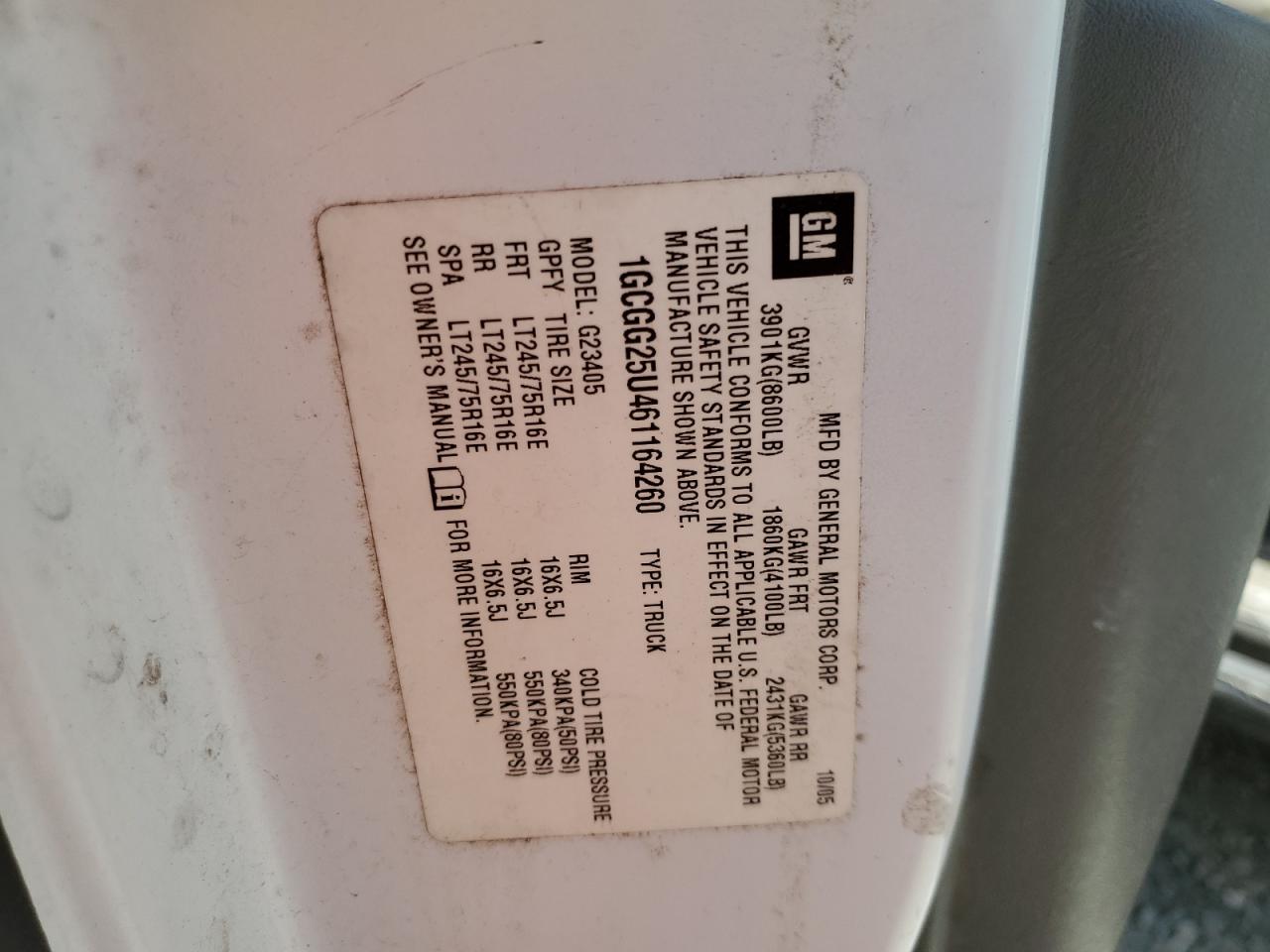 2006 Chevrolet Express G2500 VIN: 1GCGG25U461164260 Lot: 63410834