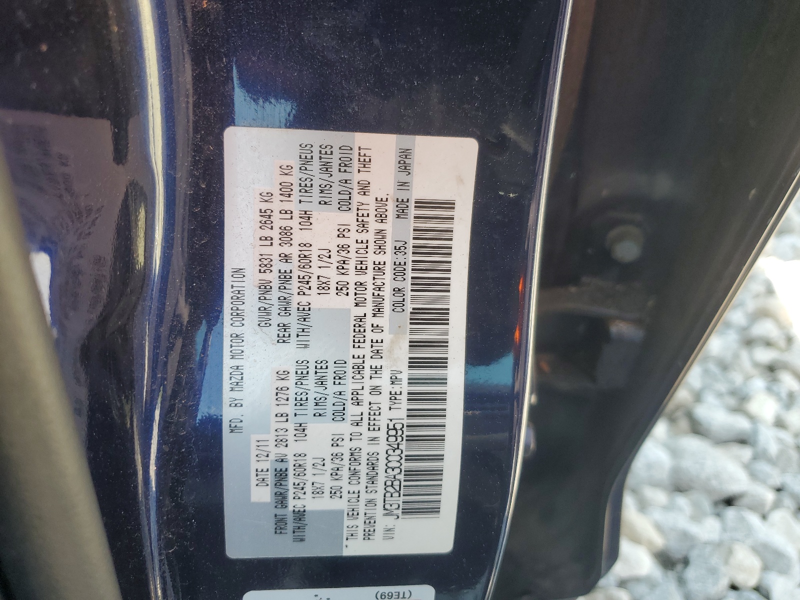 JM3TB2BA3C0349951 2012 Mazda Cx-9
