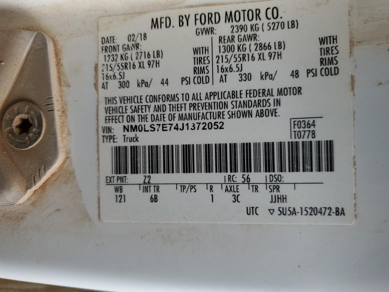 NM0LS7E74J1372052 2018 Ford Transit Connect Xl