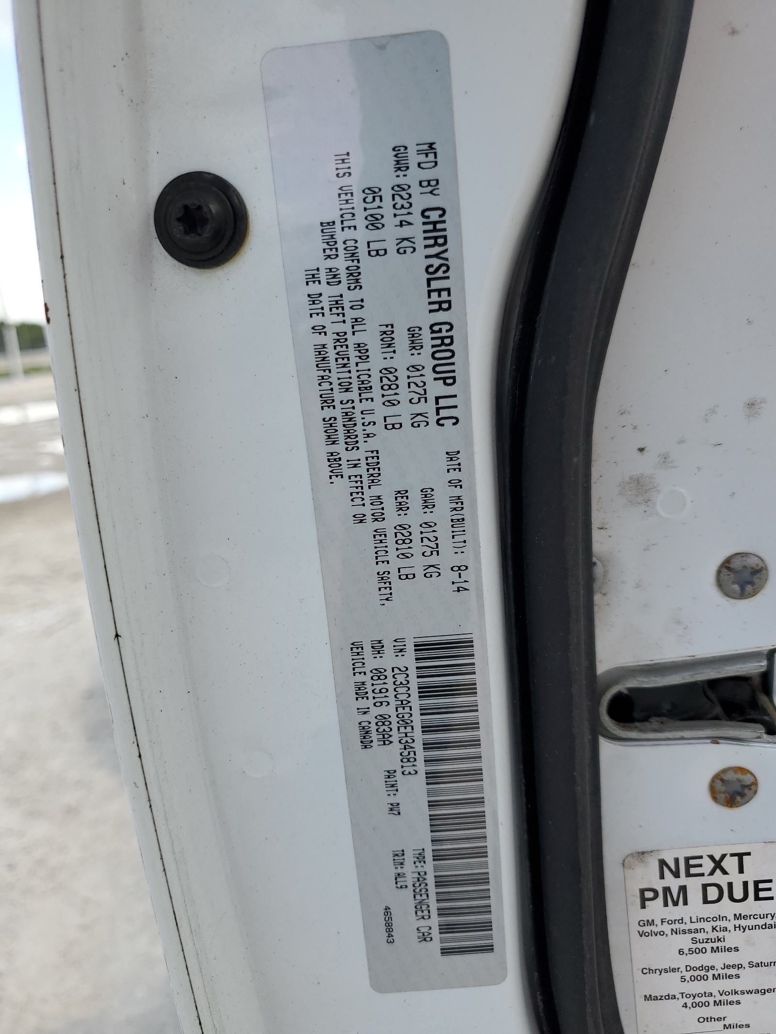 2C3CCAEG0EH345813 2014 Chrysler 300C