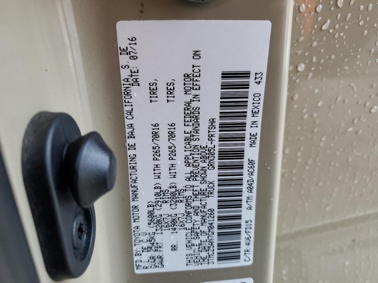 2016 Toyota Tacoma Double Cab VIN: 3TMCZ5AN7GM041260 Lot: 64289644