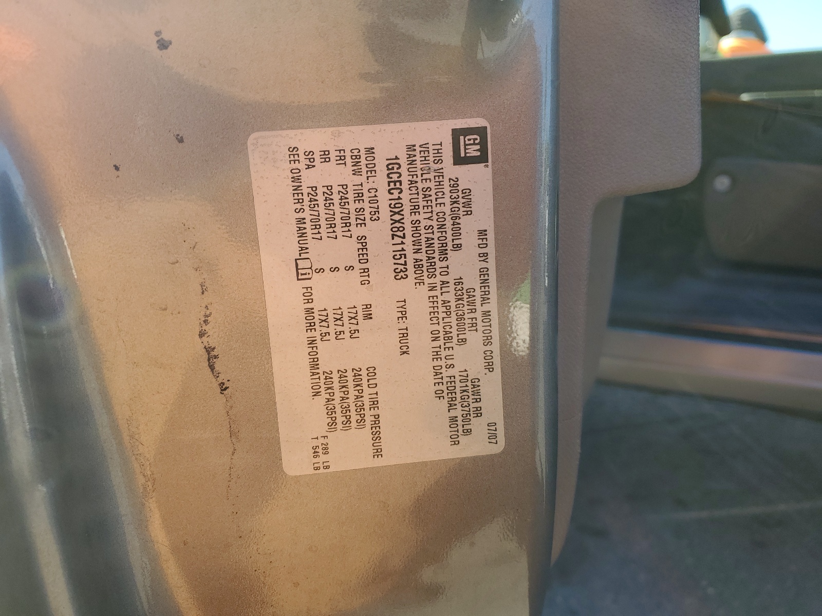 1GCEC19XX8Z115733 2008 Chevrolet Silverado C1500