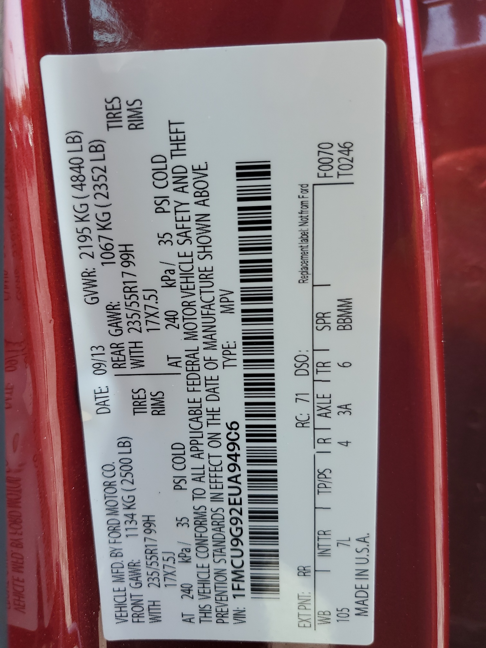 1FMCU9G92EUA94906 2014 Ford Escape Se