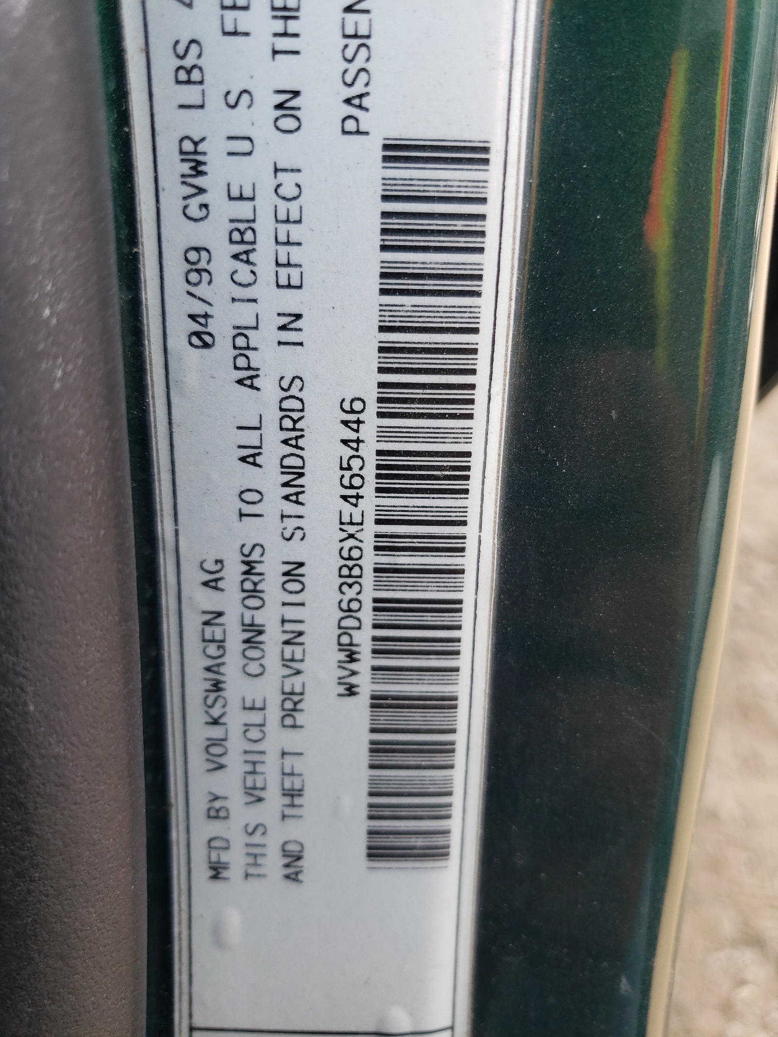 WVWPD63B6XE465446 1999 Volkswagen Passat Glx