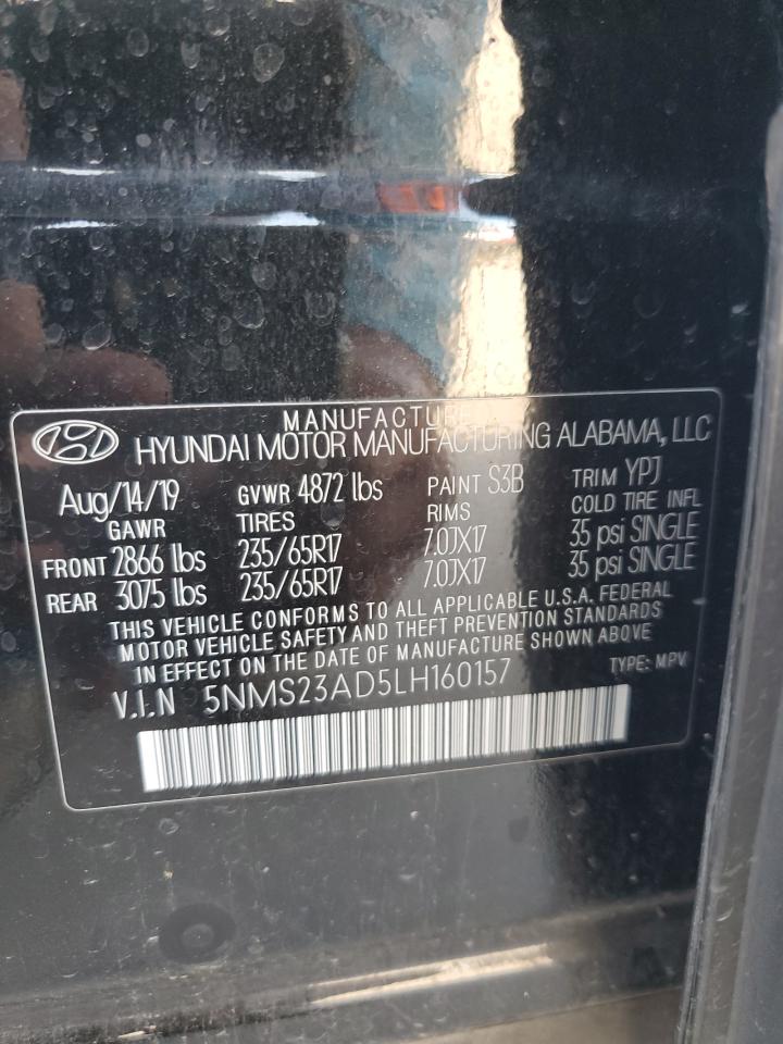 2020 Hyundai Santa Fe Se VIN: 5NMS23AD5LH160157 Lot: 63003714