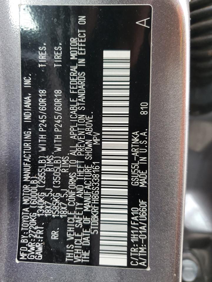 2016 Toyota Highlander Le VIN: 5TDBKRFH8GS338161 Lot: 63953354