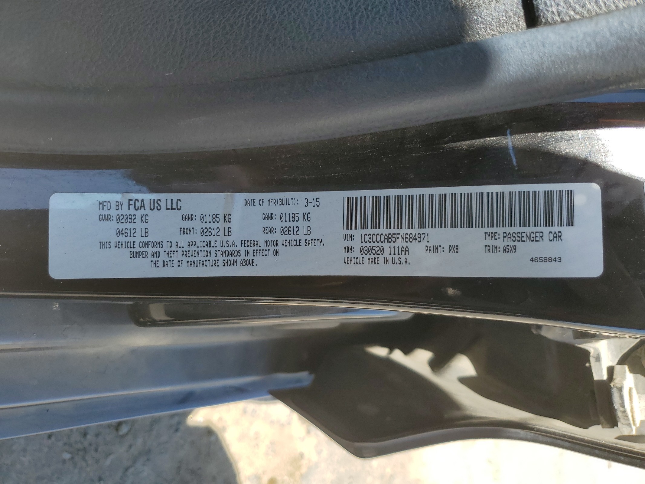 1C3CCCAB5FN684971 2015 Chrysler 200 Limited