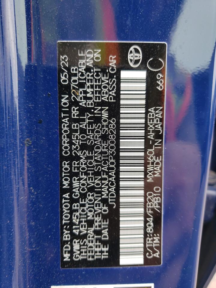 2023 Toyota Prius Le VIN: JTDACAAU0P3008286 Lot: 62849614