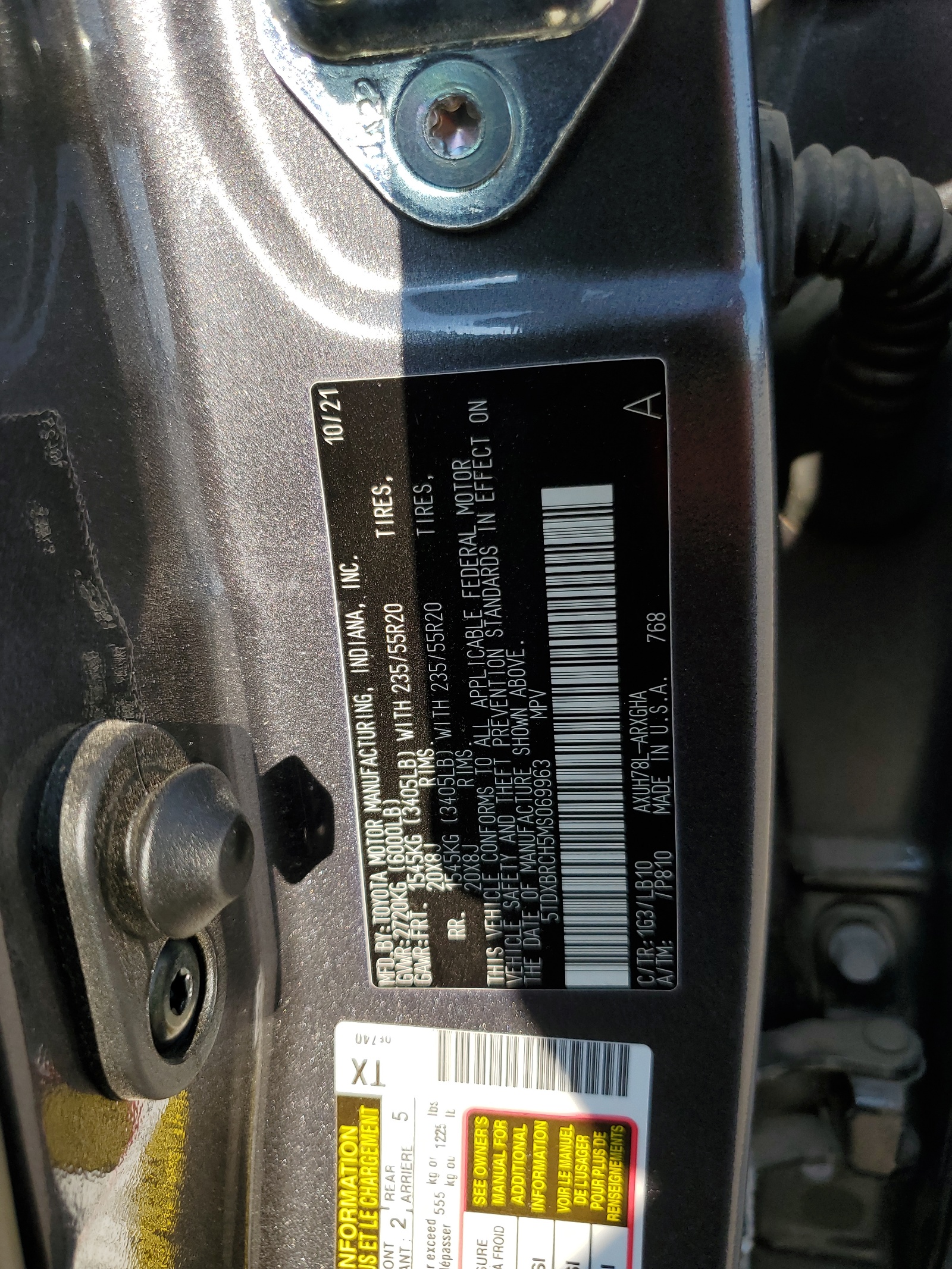 5TDXBRCH5MS069963 2021 Toyota Highlander Hybrid Limited