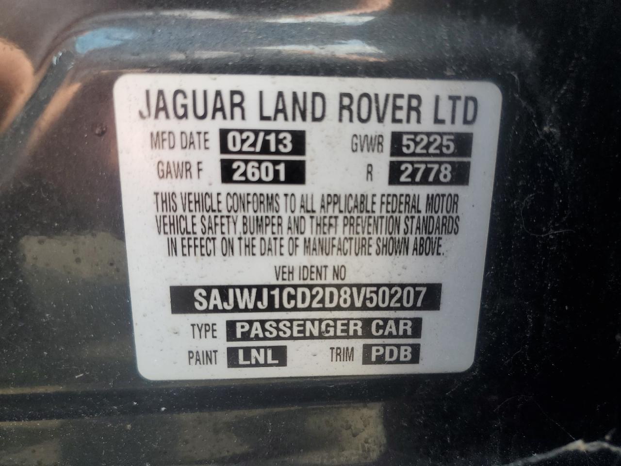 2013 Jaguar Xj VIN: SAJWJ1CD2D8V50207 Lot: 65025564