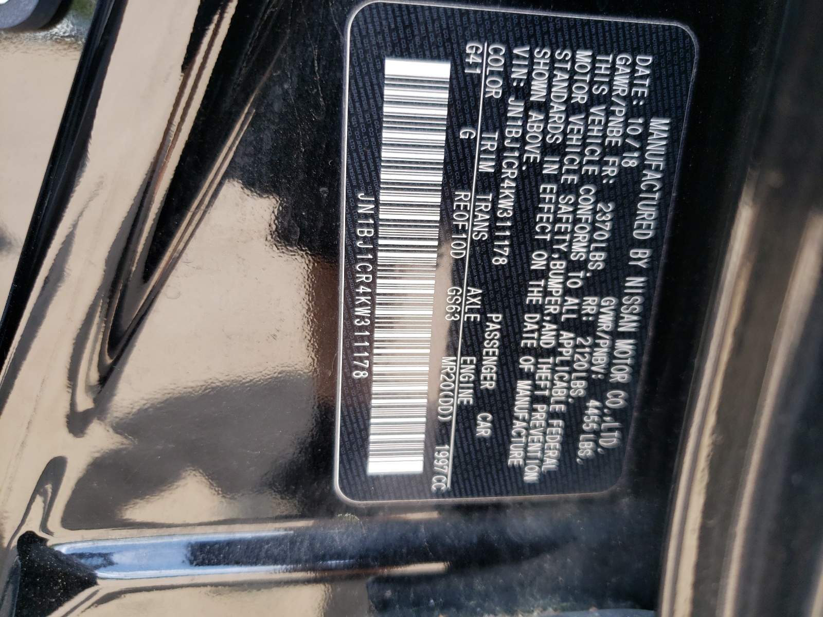 JN1BJ1CR4KW311178 2019 Nissan Rogue Sport S