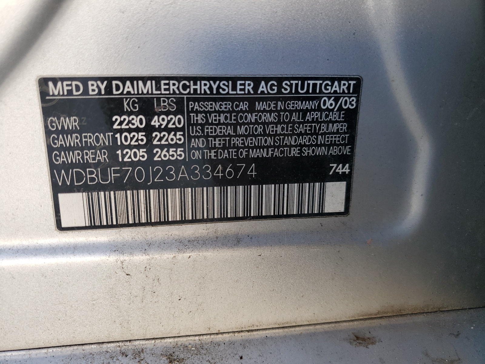 WDBUF70J23A334674 2003 Mercedes-Benz E 500