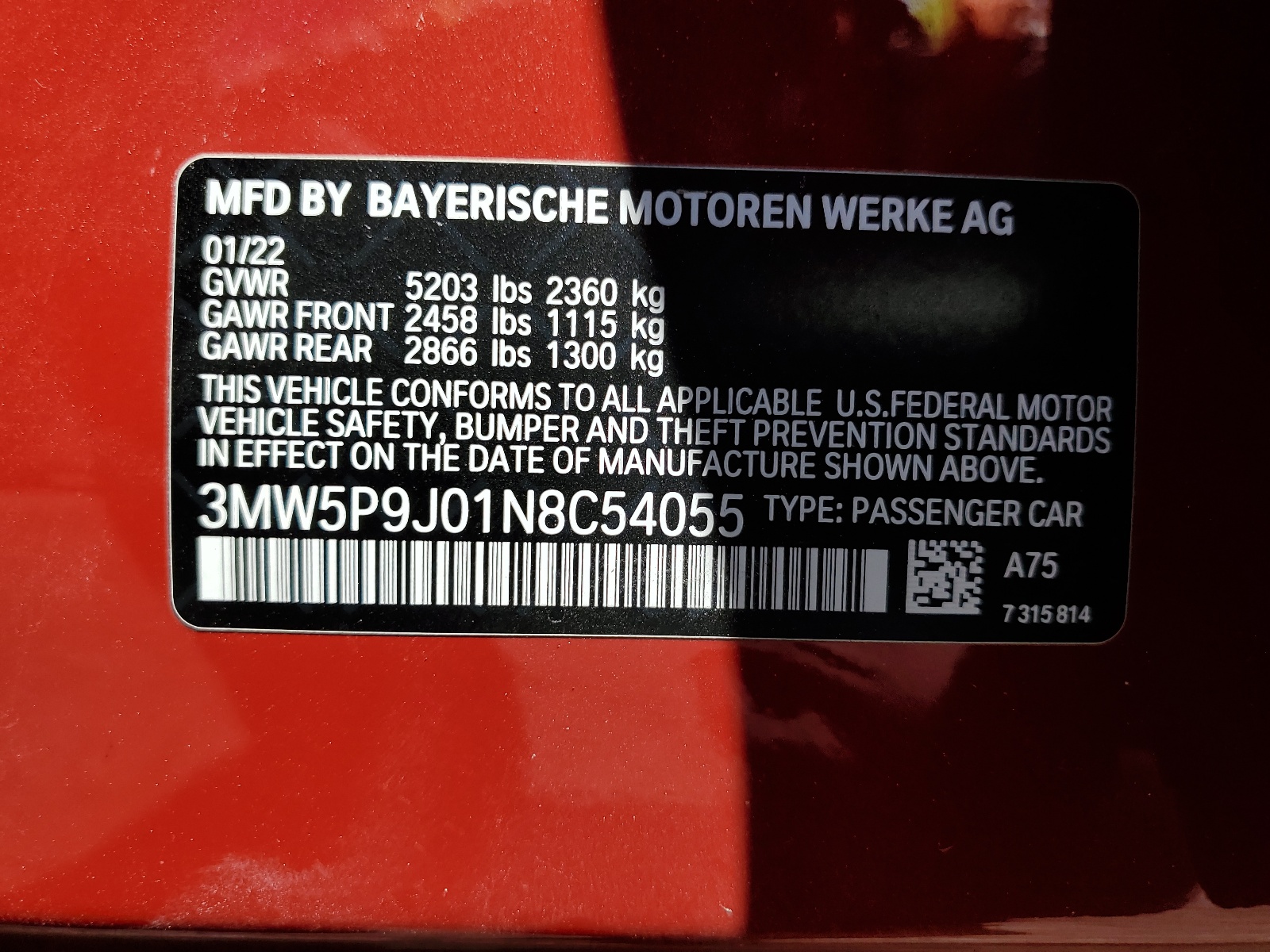 3MW5P9J01N8C54055 2022 BMW 330Xe